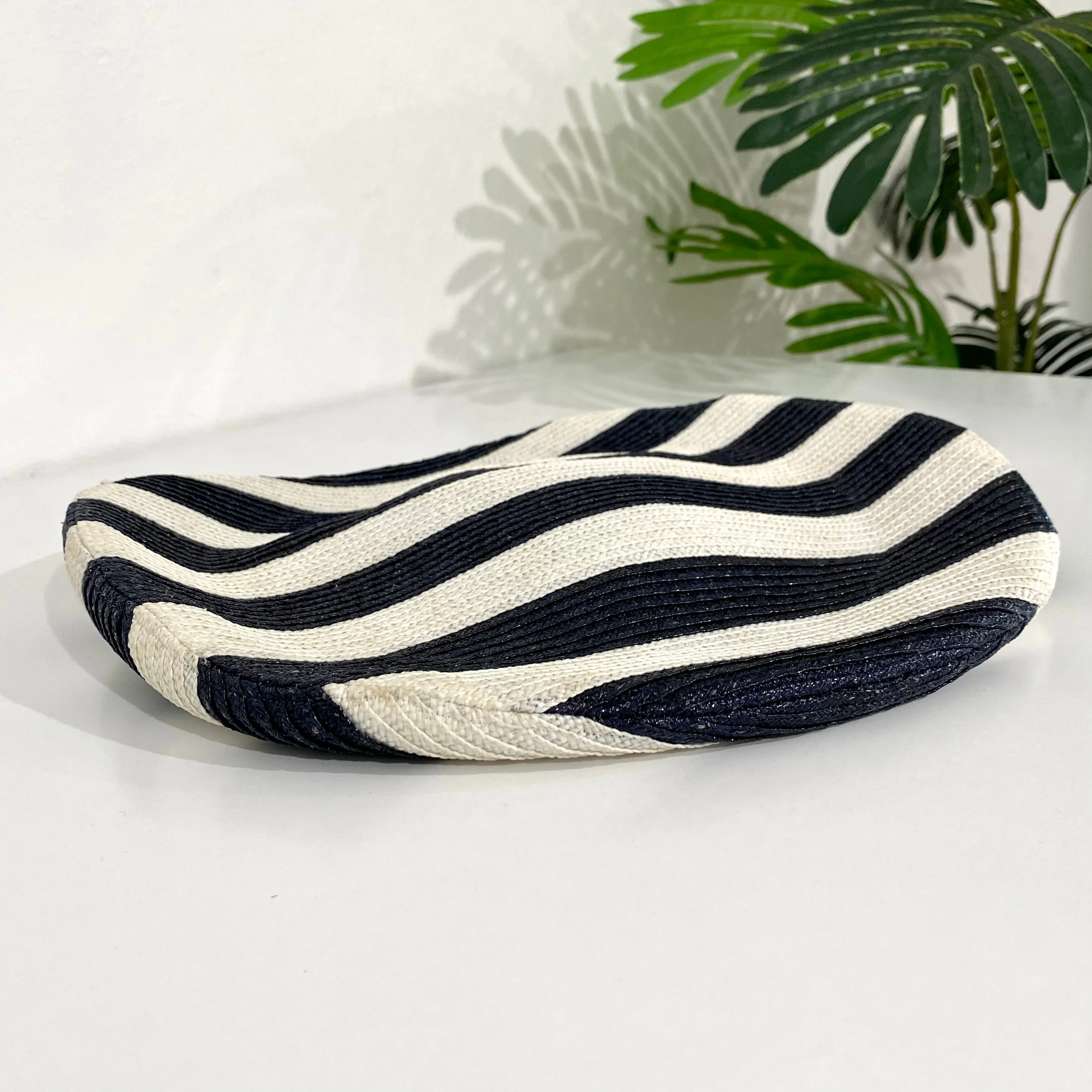 Chanel Navy and White Stripe Saucer Hat