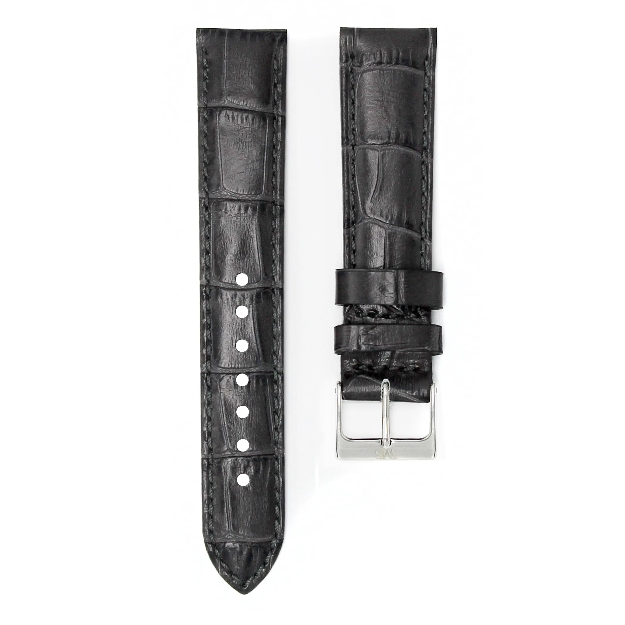Charcoal Grey - Alligator Leather Watch Strap For Longines Elegant Collection