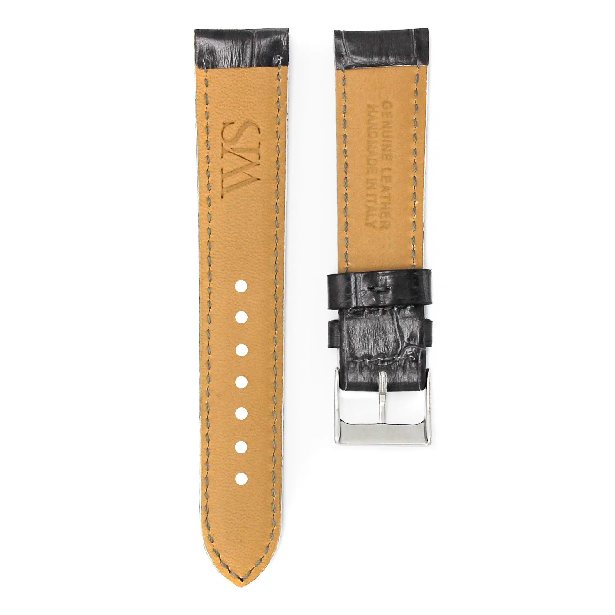 Charcoal Grey - Alligator Leather Watch Strap For Longines Elegant Collection
