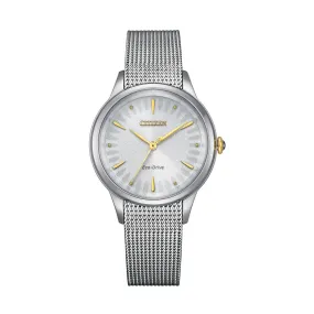 Citizen EM0814-83A Ladies Eco-Drive in Steel with pale grey dial watch