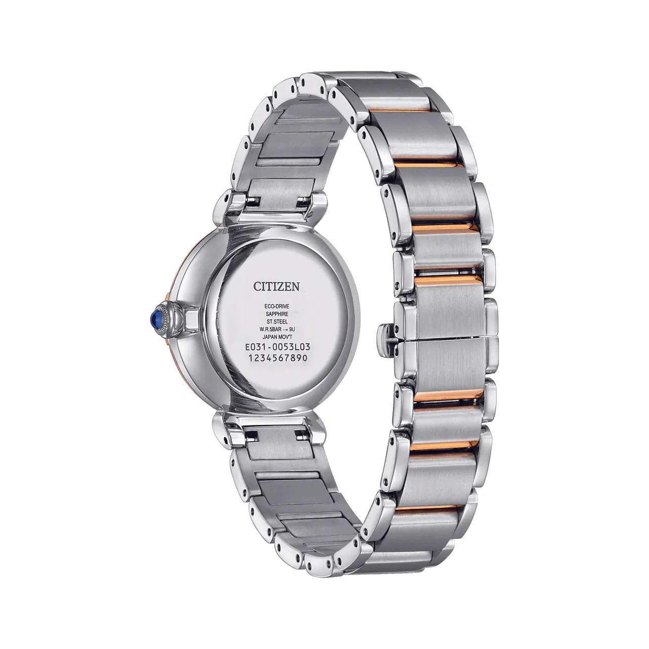 Citizen EM1074-82D - Ladies Eco-Drive Two-Tone Rose Gold & Steel Diamond Set Mother of Pearl Dress Watch
