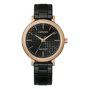 Citizen Women's Eco-Drive Rose Gold & Black Watch EM0768-54E