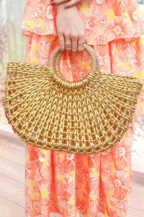 Coastal Chic Metallic Straw Tote Bag