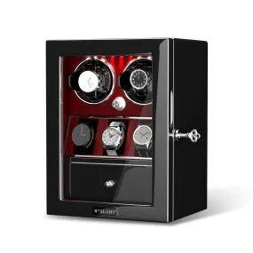 Compact 2 Watch Winders with 3 Extra Storage Case - Red