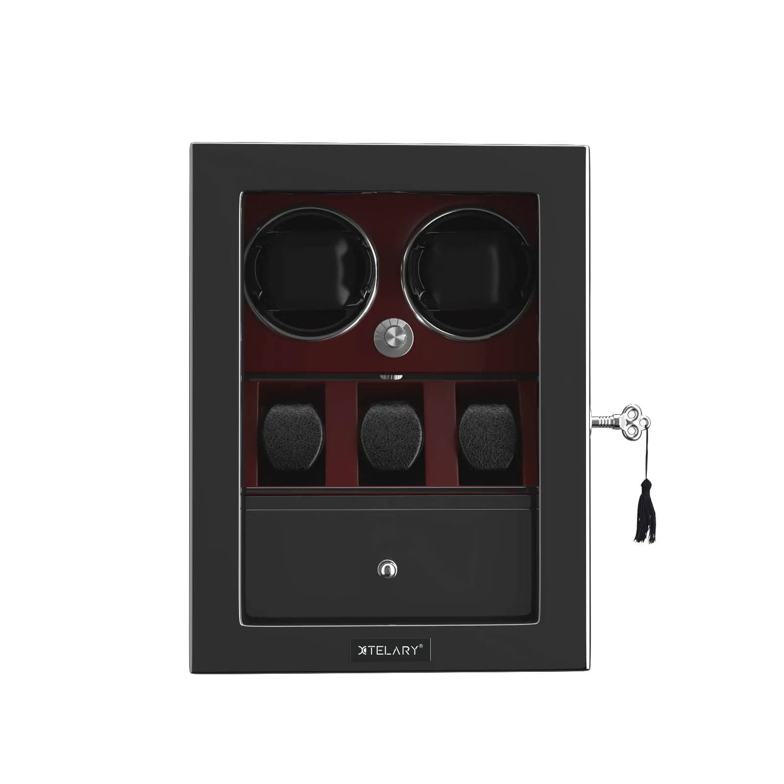 Compact 2 Watch Winders with 3 Extra Storage Case - Red