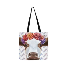 cow flowers cute print tote bag sk00009 Reusable Shopping Bag Model 1660 (Two sides)