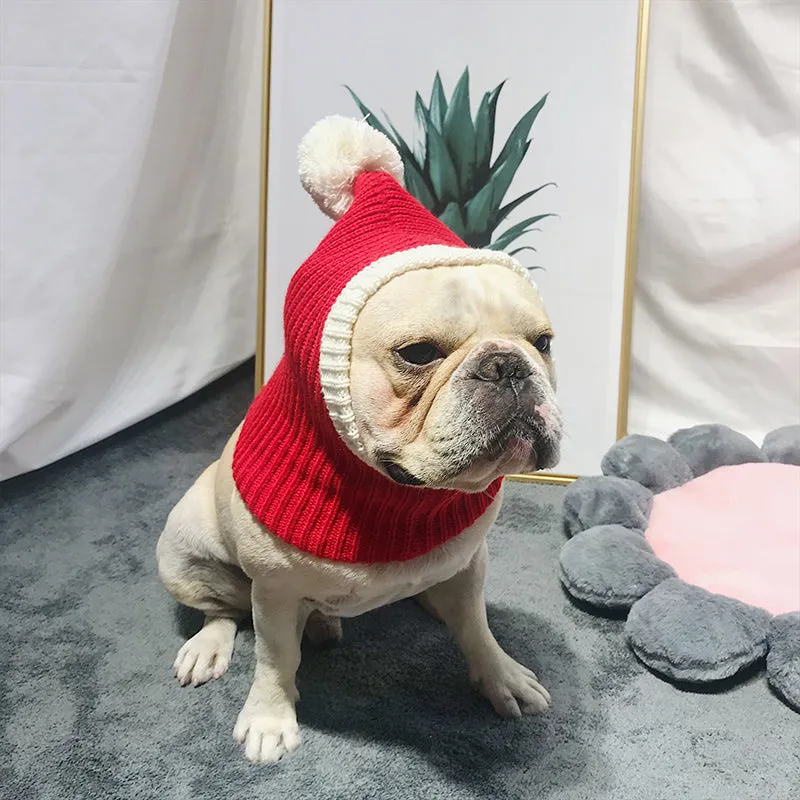 Cozy Christmas Wool Hat for French Bulldogs