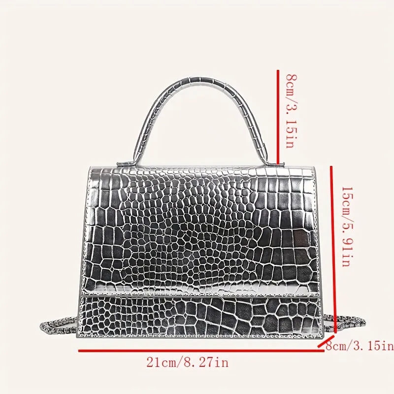 Croco Embossed Versatile Satchel Bag