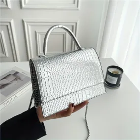 Croco Embossed Versatile Satchel Bag
