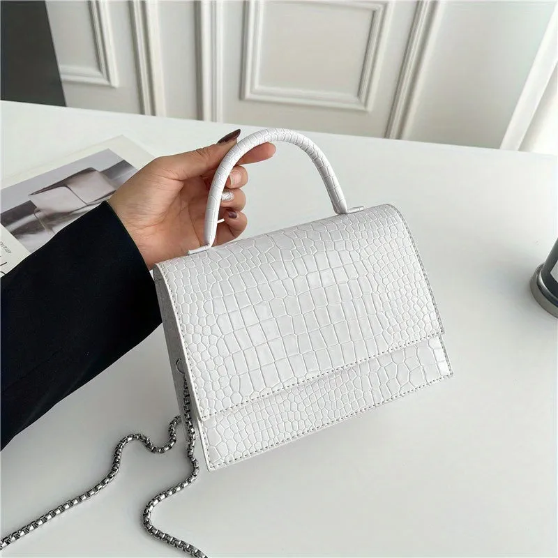 Croco Embossed Versatile Satchel Bag