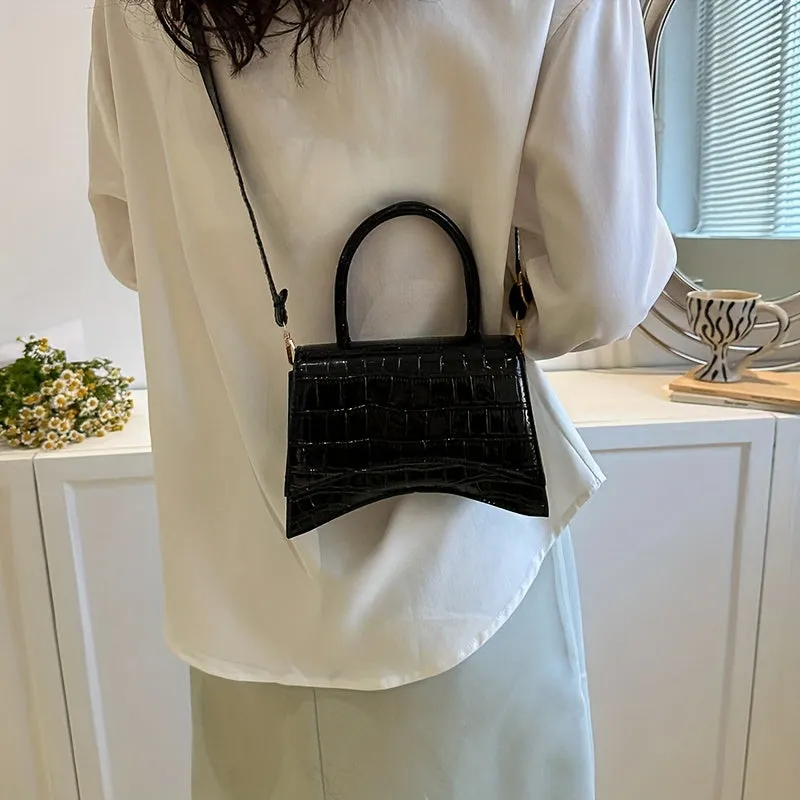 CrocPatterned Versatile PU Crossbody