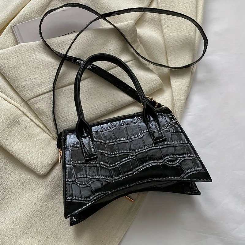 CrocPatterned Versatile PU Crossbody
