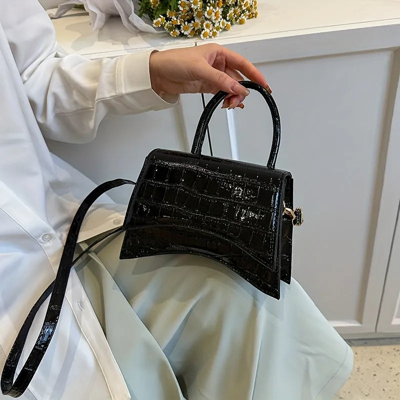 CrocPatterned Versatile PU Crossbody