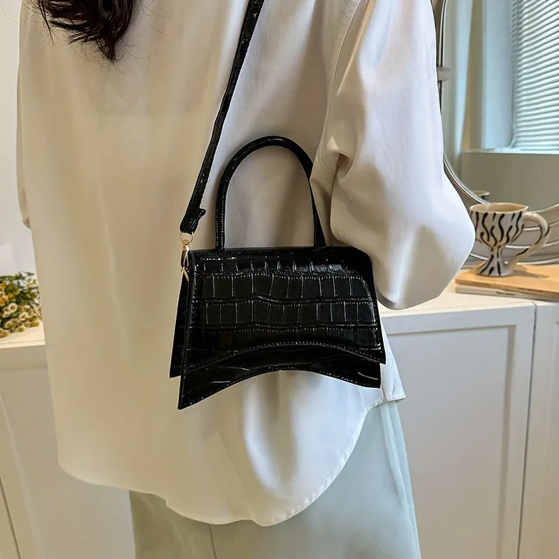 CrocPatterned Versatile PU Crossbody