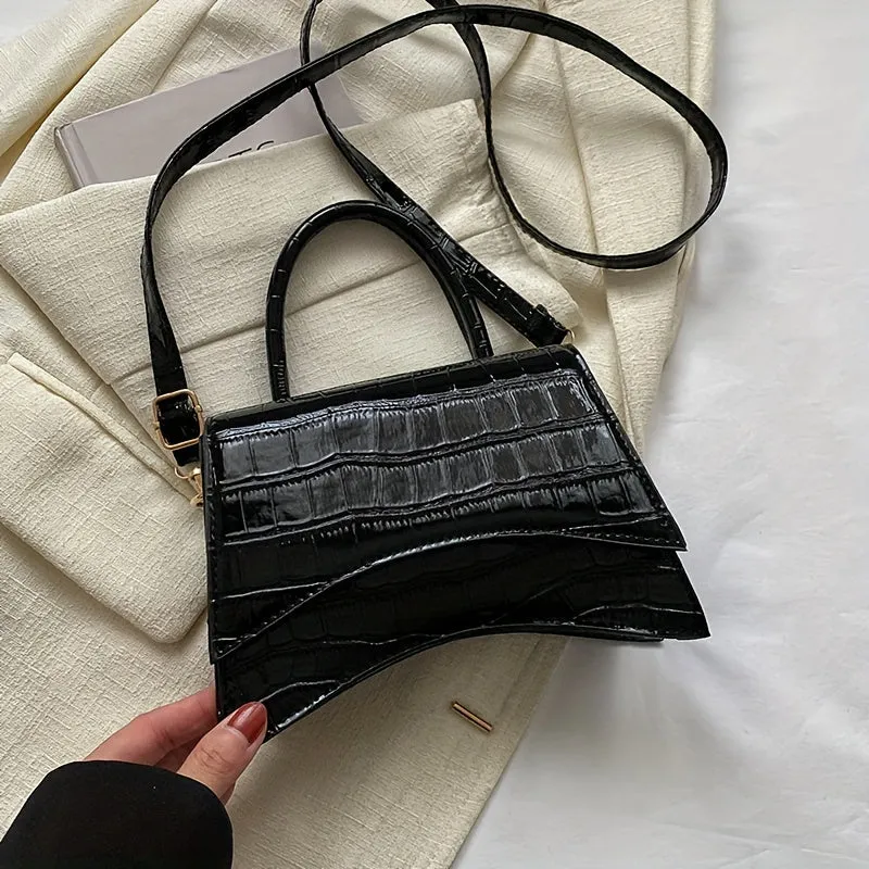 CrocPatterned Versatile PU Crossbody