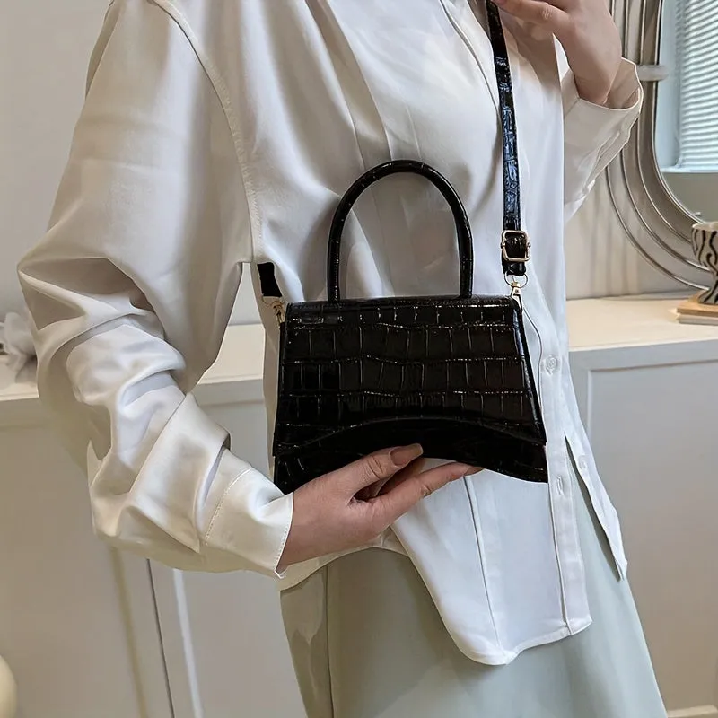 CrocPatterned Versatile PU Crossbody