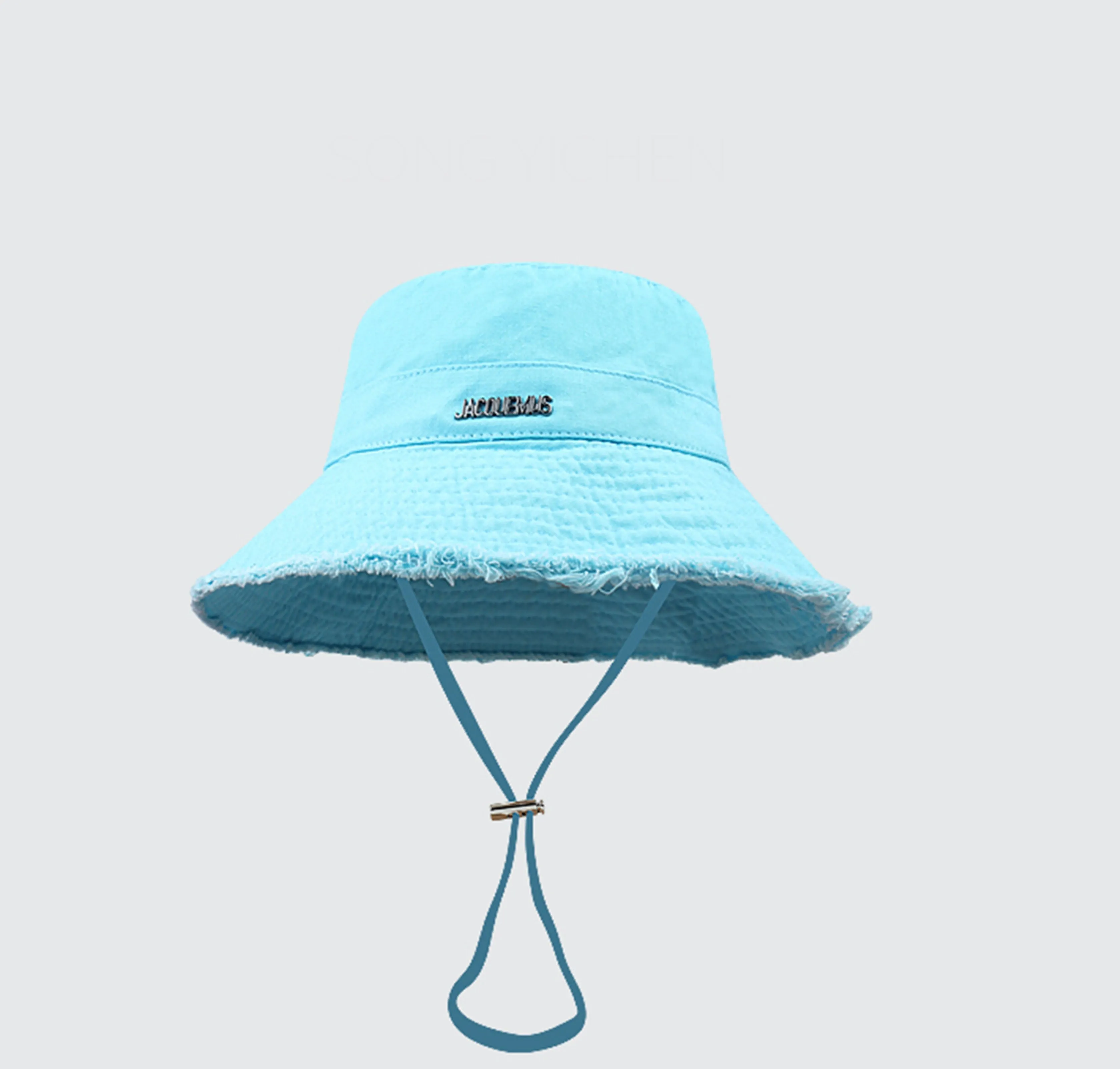 Cross-Border All-Season Outdoor Wide-Brim Hat, Hyuna-Inspired Fisherman Hat, Sun Protection Hat with Fringe Edge & Drawstring