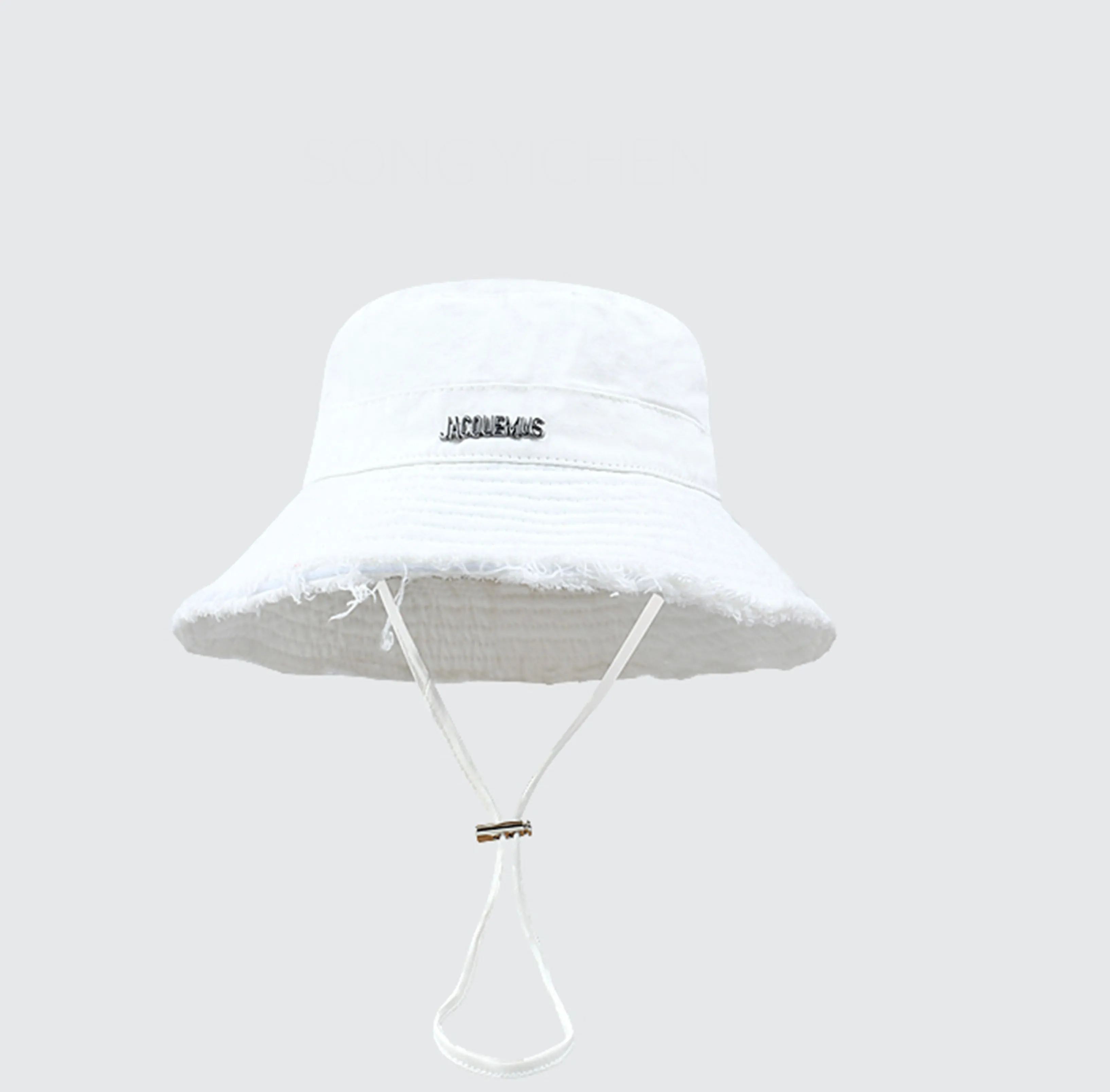 Cross-Border All-Season Outdoor Wide-Brim Hat, Hyuna-Inspired Fisherman Hat, Sun Protection Hat with Fringe Edge & Drawstring