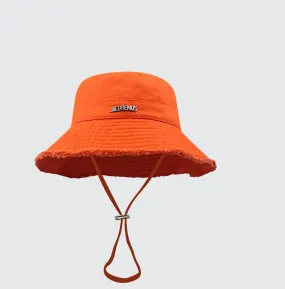 Cross-Border All-Season Outdoor Wide-Brim Hat, Hyuna-Inspired Fisherman Hat, Sun Protection Hat with Fringe Edge & Drawstring