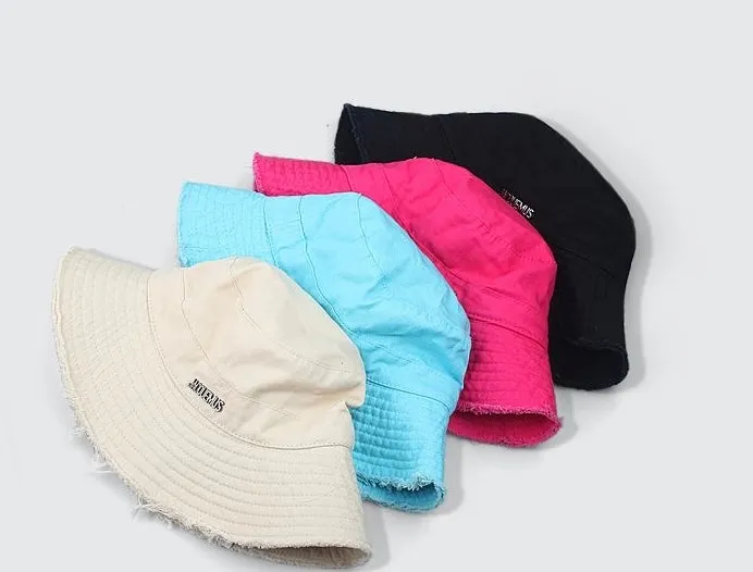 Cross-Border All-Season Outdoor Wide-Brim Hat, Hyuna-Inspired Fisherman Hat, Sun Protection Hat with Fringe Edge & Drawstring