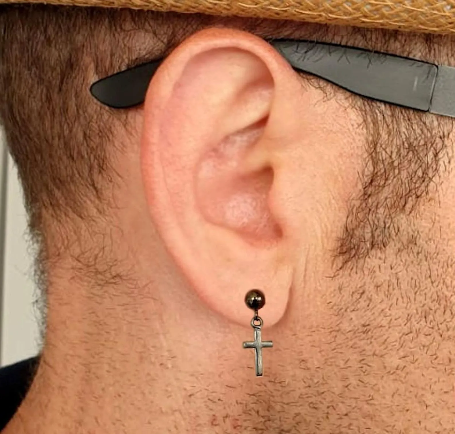 Cross Dangle Earring for Men