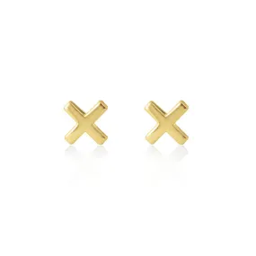 Cross Stud Earrings - Gold