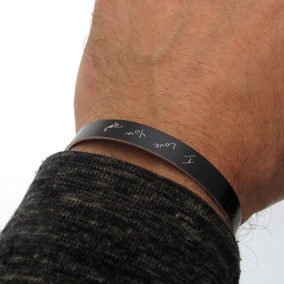 Custom Handwriting Cuff Bracelet - Personalized Gift for Him