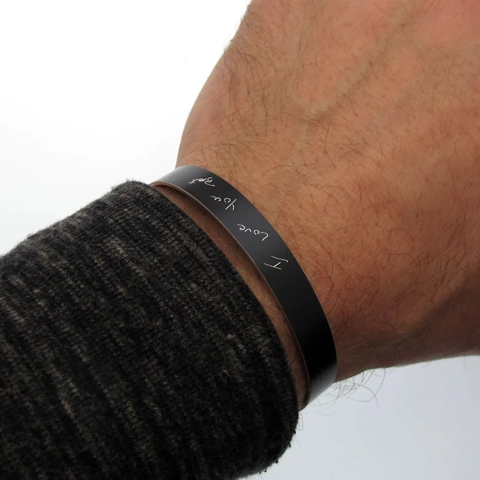 Custom Handwriting Cuff Bracelet - Personalized Gift for Him