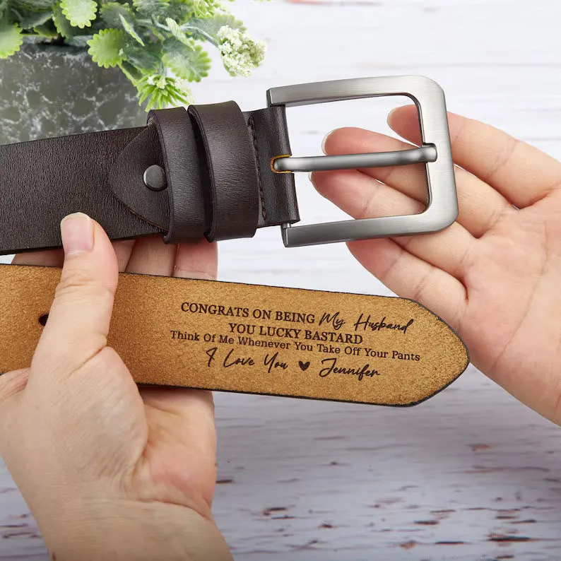 Custom Leather Belt Engraved Names Warm Gift