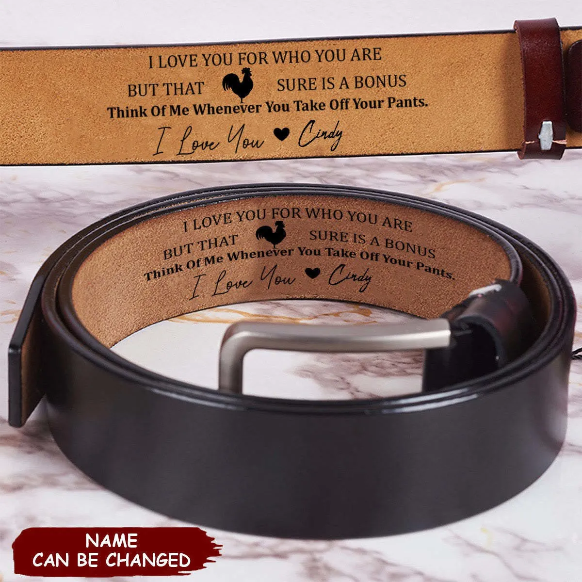 Custom Leather Belt Engraved Names Warm Gift
