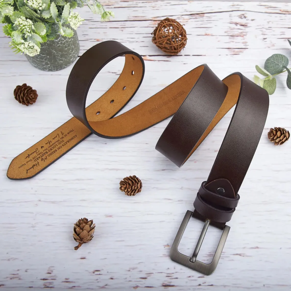 Custom Leather Belt Engraved Names Warm Gift