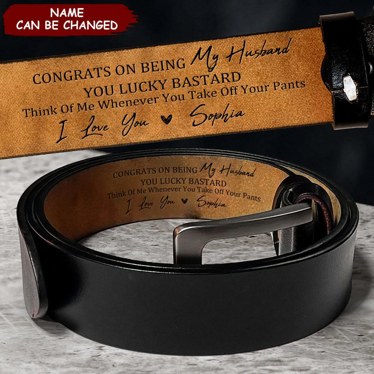 Custom Leather Belt Engraved Names Warm Gift