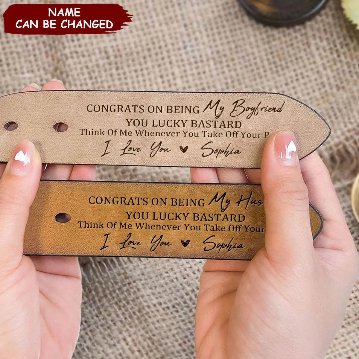 Custom Leather Belt Engraved Names Warm Gift