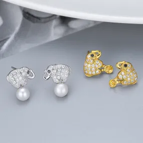 Cute Elephant Pearl Earring Setting-Jewelry Setting Wholesale