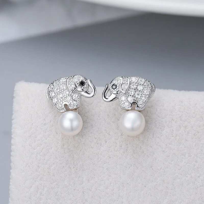 Cute Elephant Pearl Earring Setting-Jewelry Setting Wholesale