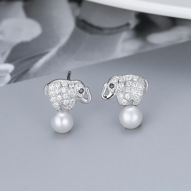 Cute Elephant Pearl Earring Setting-Jewelry Setting Wholesale