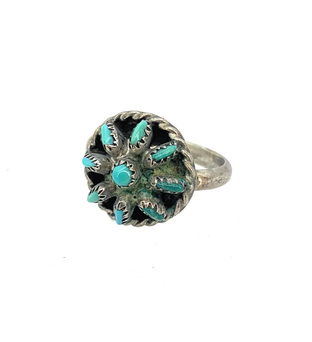 Dan Jackson Old Pawn Zuni Sterling Silver and Turquoise Belt Buckle and Rings