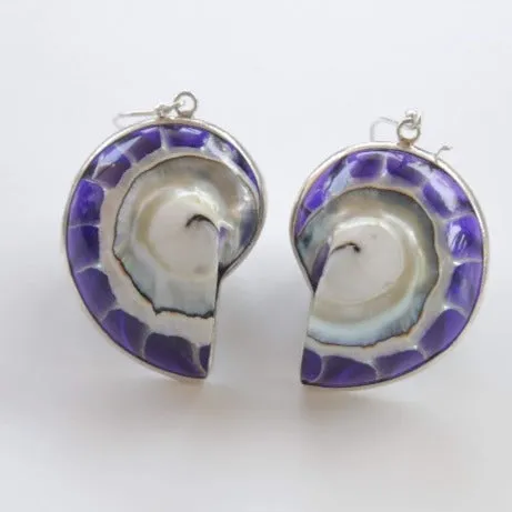 Deep Purple Nautilus Earrings