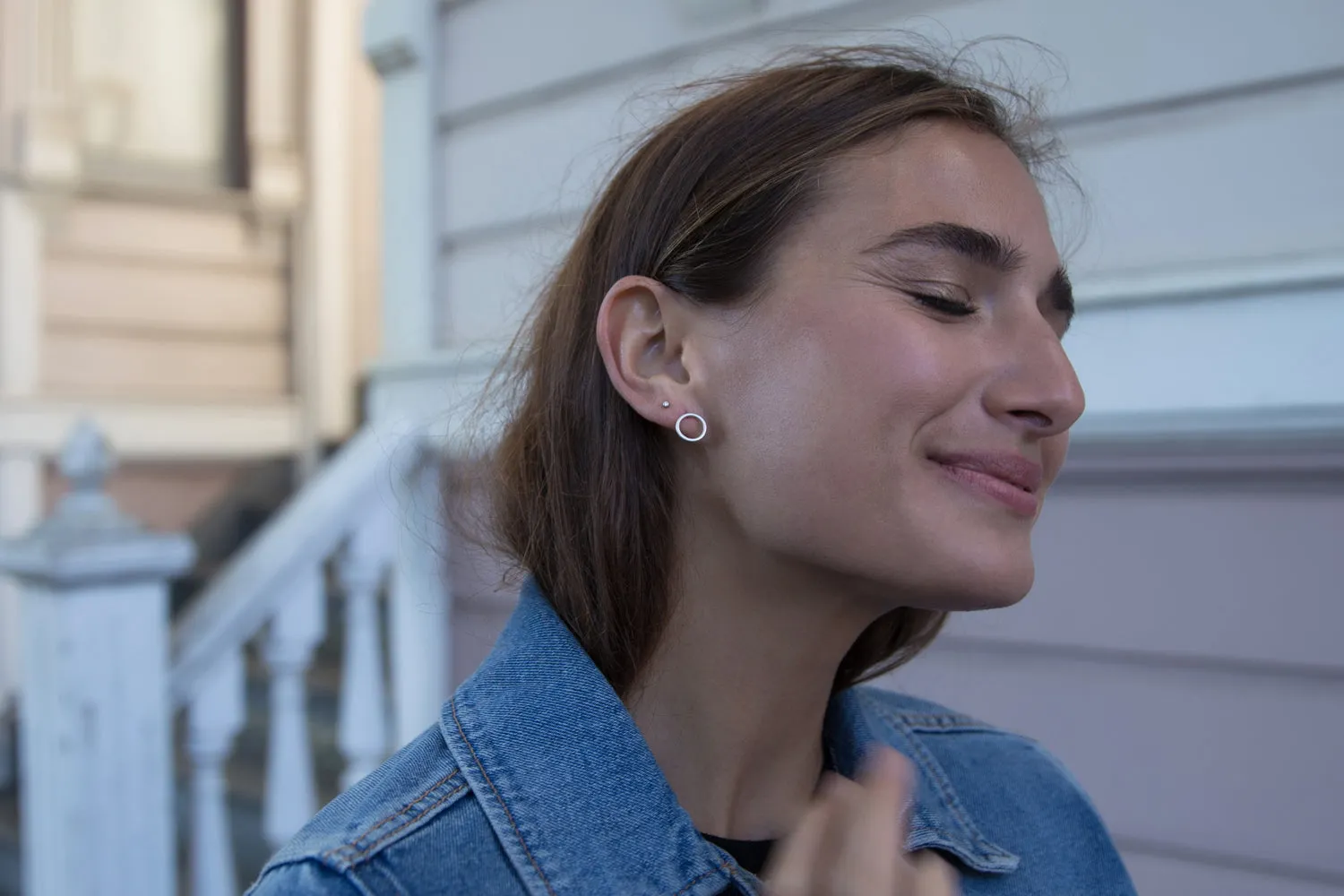 Diamond Bullet Stud Earring Single