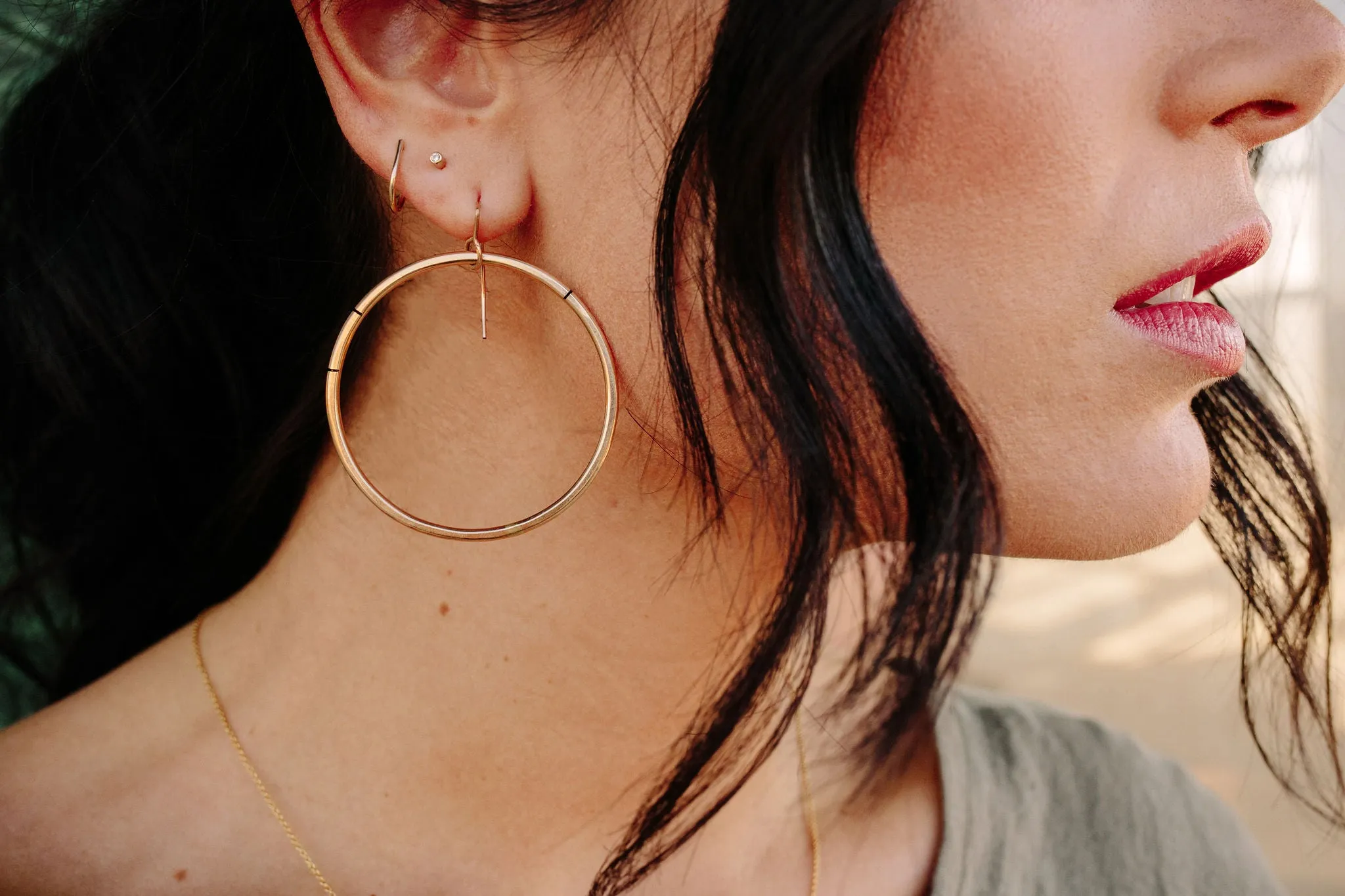 Diamond Bullet Stud Earring Single