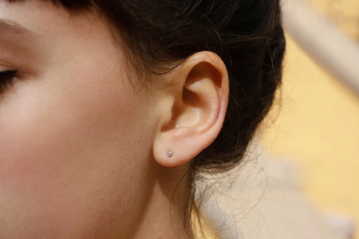 Diamond Bullet Stud Earring Single