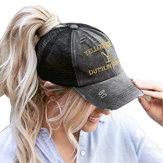 Distressed Ranch Ponytail Hat