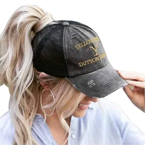 Distressed Ranch Ponytail Hat