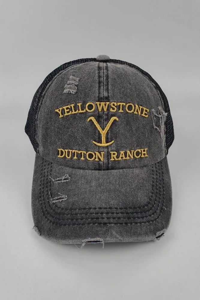 Distressed Ranch Ponytail Hat