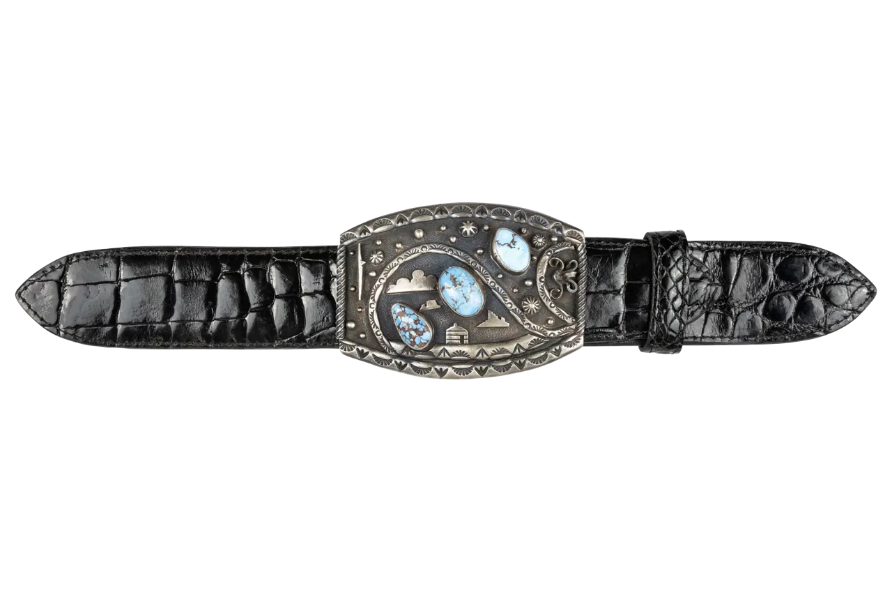 Diva Diamonds Tri-Stone Turquoise Trophy Buckle