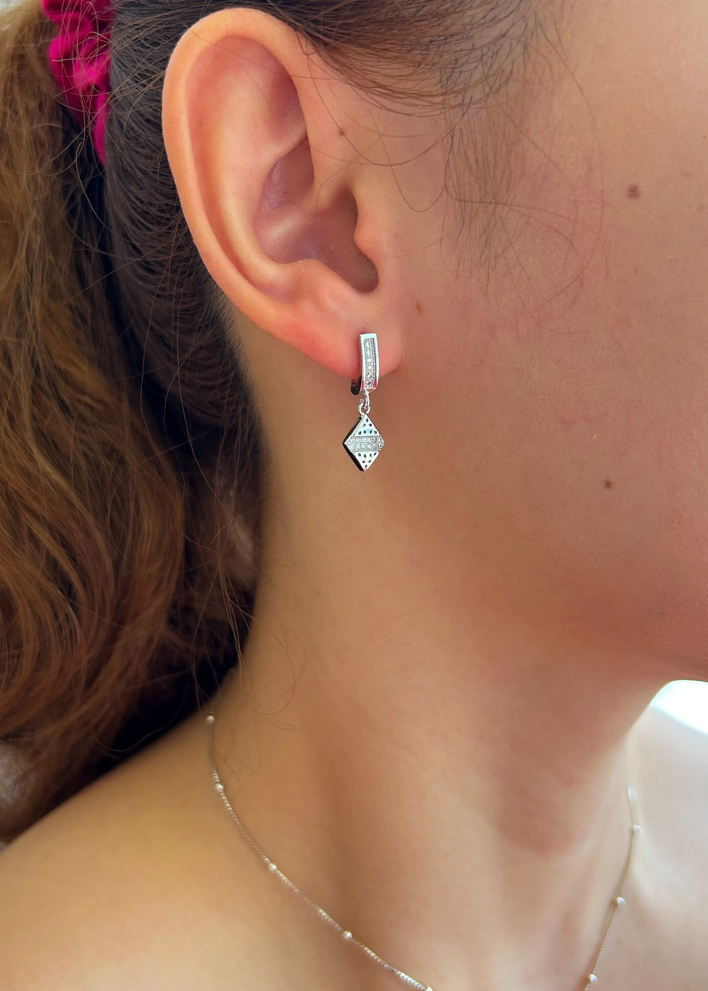 Divine Drop Huggies Earrings