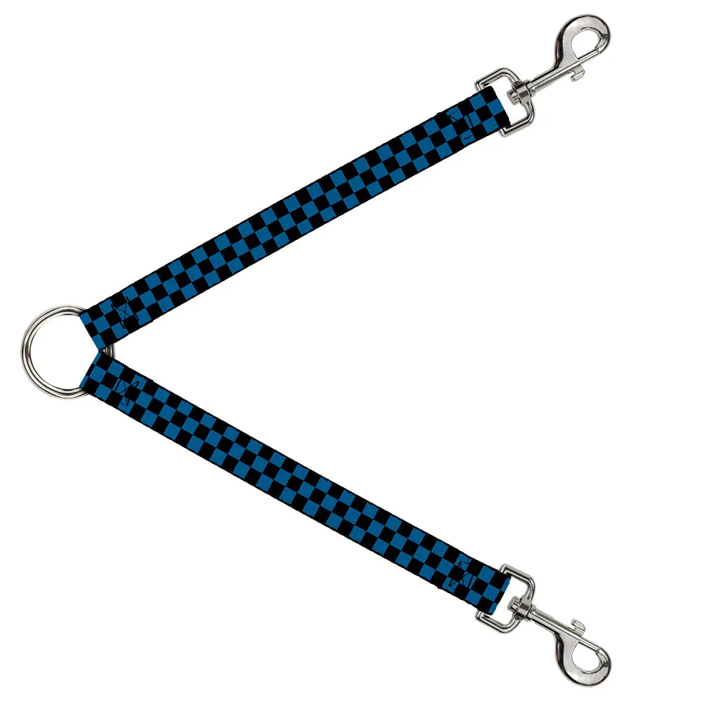 Dog Leash Splitter - Checker Black/Turquoise
