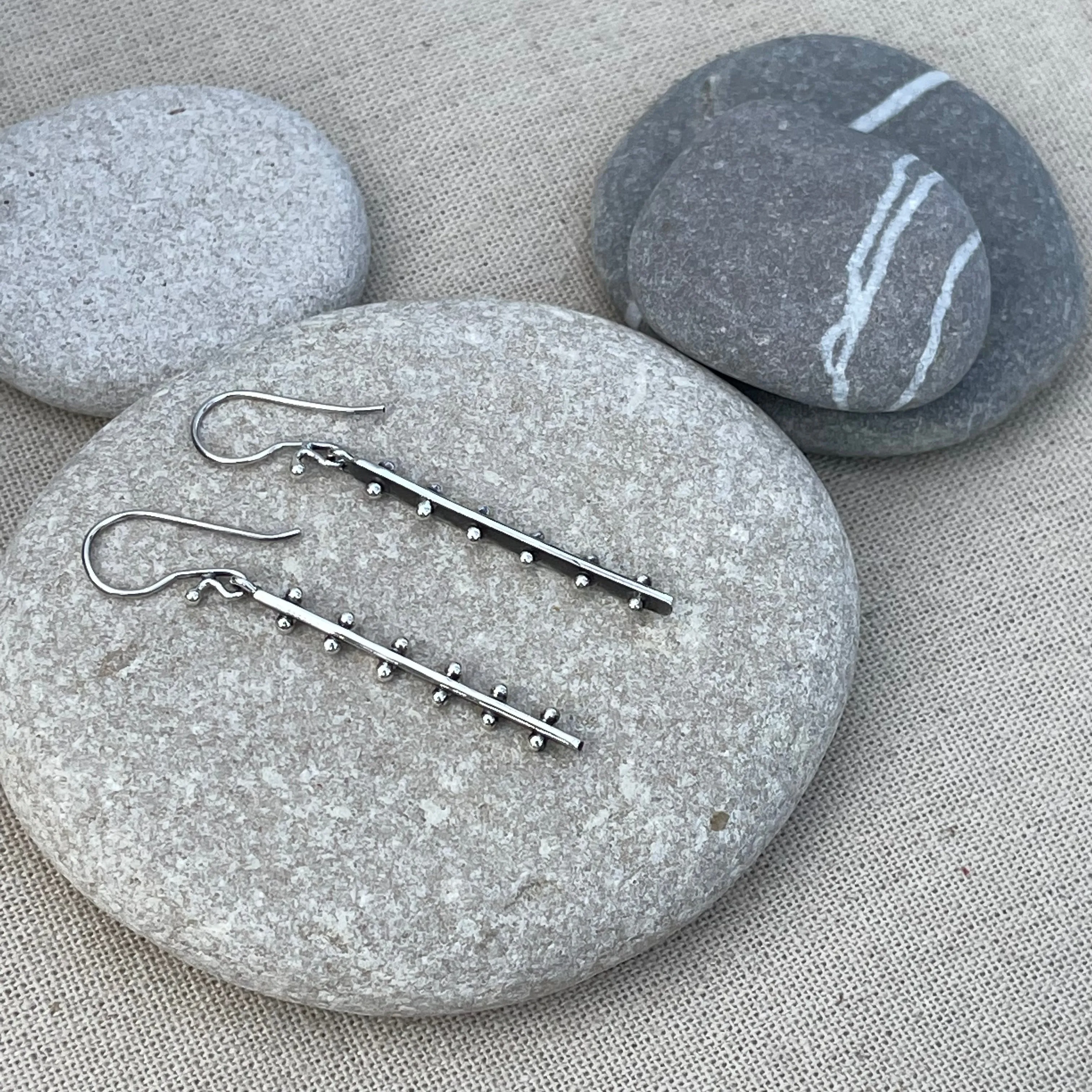 Dotted Sticks Earrings - Sterling Silver
