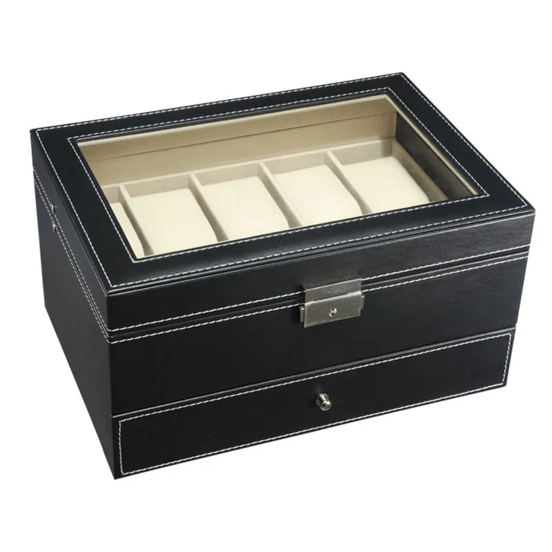 Double Layer Combination Watch, Sunglasses and Jewelry Box for 10 Watches