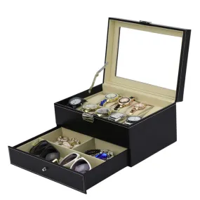 Double Layer Combination Watch, Sunglasses and Jewelry Box for 10 Watches